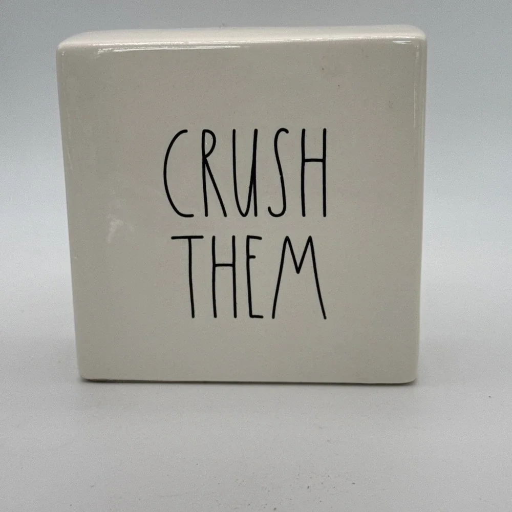 Rae Dunn Desk Decor Square Set Goals Crush Them 2 Sided Ceramic Square Decor
